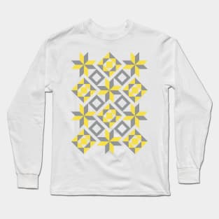 Yellow and gray moroccan tiles Long Sleeve T-Shirt